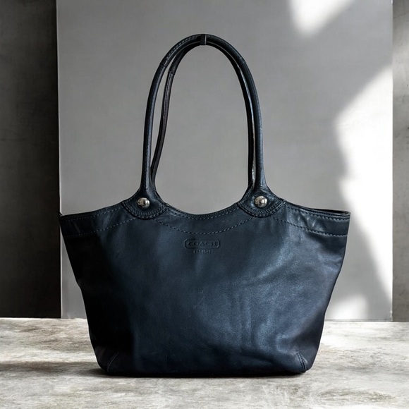Coach Handbags - Authentic Coach Black Leather Bleeker Legacy Tote Bag!